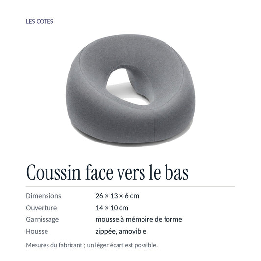 Les cotes : 26 × 13 × 6 cm, ouverture de 14 × 10 cm, housse zippée