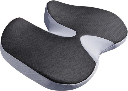 Coussin d'assise noir et gris à double ouverture, vue oblique