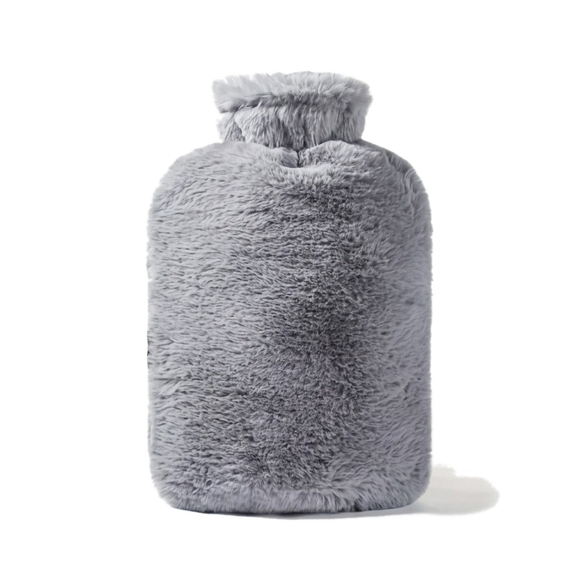 Bouillotte 2 L à housse en fausse fourrure grise, sur fond blanc