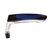 Poignée d'appui pour voiture en aluminium avec prise noire et bleue, sur fond blanc