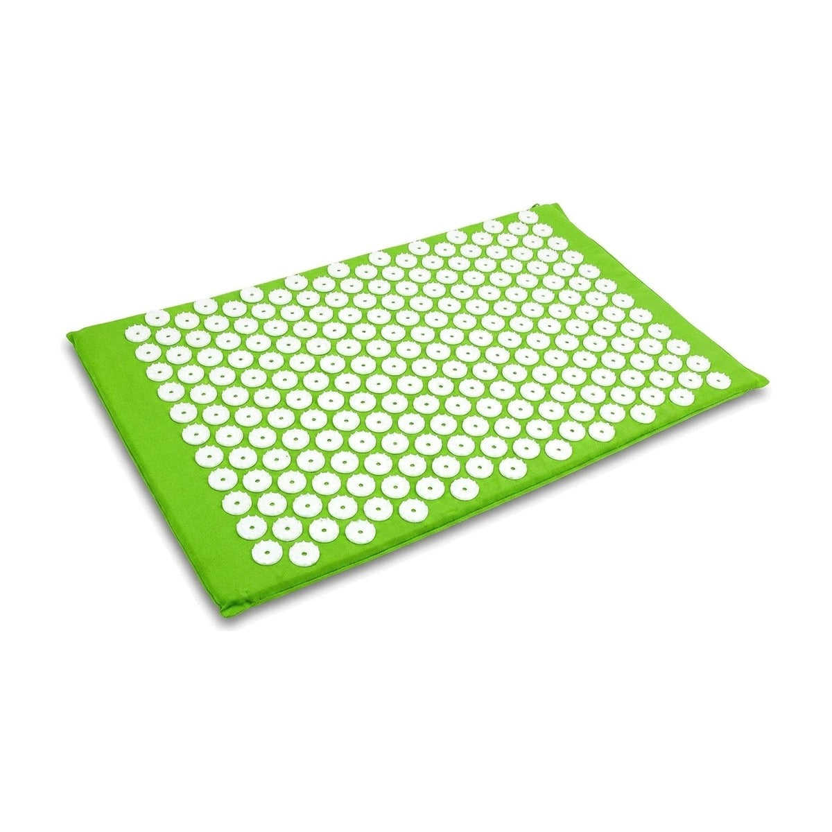 Tapis d'acupression vert à fleurs blanches à picots, sur fond blanc