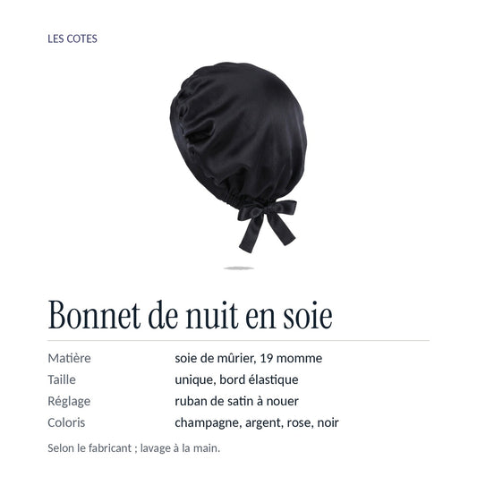 Repères : soie de mûrier 19 momme, taille unique à bord élastique, ruban de satin à nouer