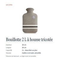 Les cotes : 30 × 20 cm, capacité 2 L, remplissage aux deux tiers