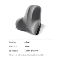 Dimensions du coussin lombaire : 43 cm de large, 34 cm de haut, environ 10 cm d'épaisseur