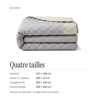 Les cotes : 127 × 100, 180 × 75, 200 × 130 et 200 × 200 cm