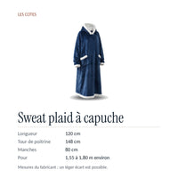 Les cotes : longueur 120 cm, tour de poitrine 148 cm, manches 80 cm