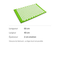 Dimensions du tapis d'acupression : 66 × 40 cm, environ 2 cm d'épaisseur