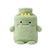 Bouillotte peluche dinosaure vert 1 L sur fond blanc