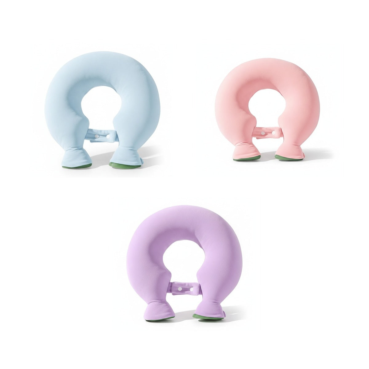 Les trois coloris : bleu ciel, rose poudré et lilas