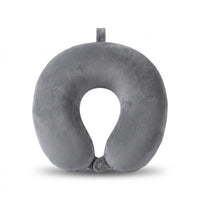 Coussin de voyage en U en velours gris sur fond blanc
