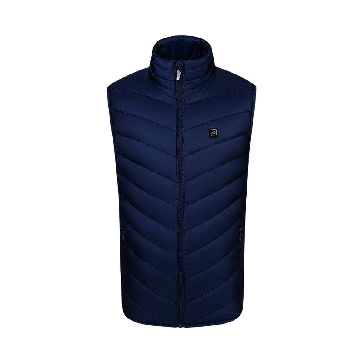 Coloris bleu marine : gilet chauffant USB sur fond blanc