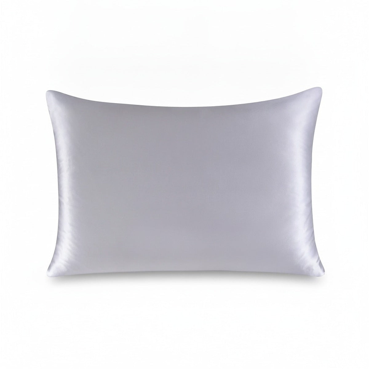 Coloris argent : taie d'oreiller en soie de mûrier sur fond blanc