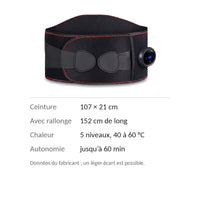 Repères : 107 × 21 cm, jusqu’à 152 cm de longueur, 40 à 60 °C, jusqu’à 60 minutes d’autonomie
