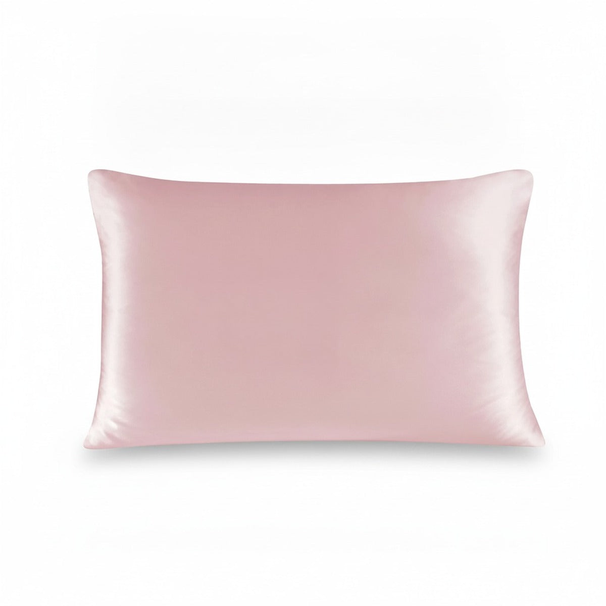 Coloris rose : taie d'oreiller en soie de mûrier sur fond blanc
