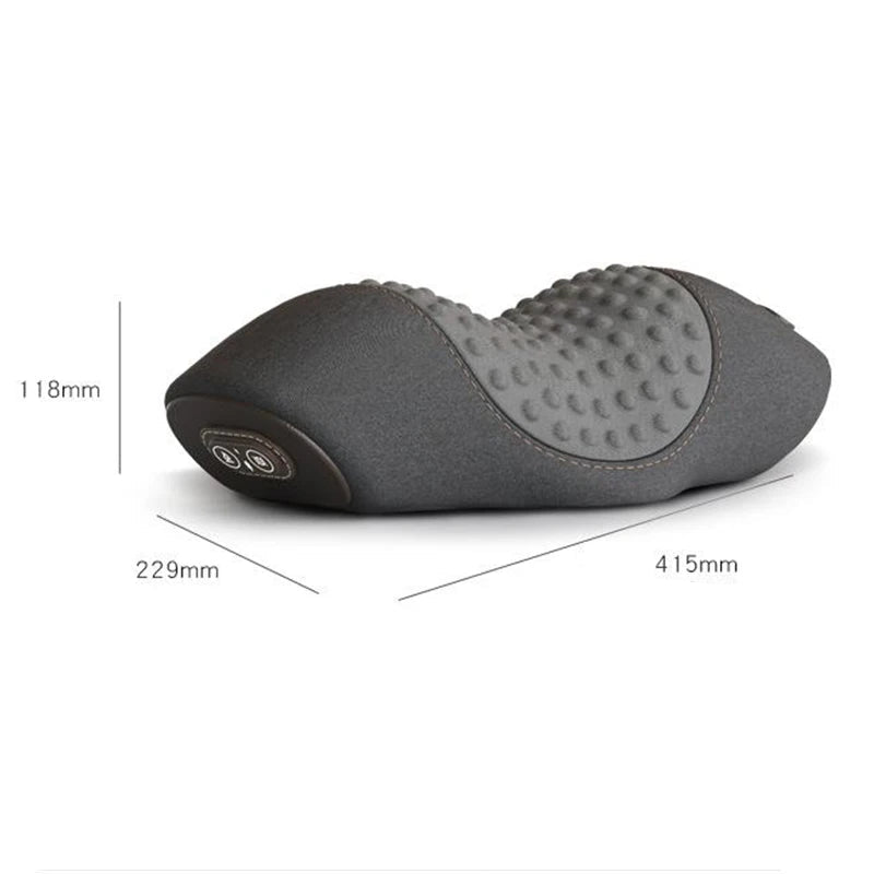 Vue illustrée des dimensions du coussin massage chauffant cervical