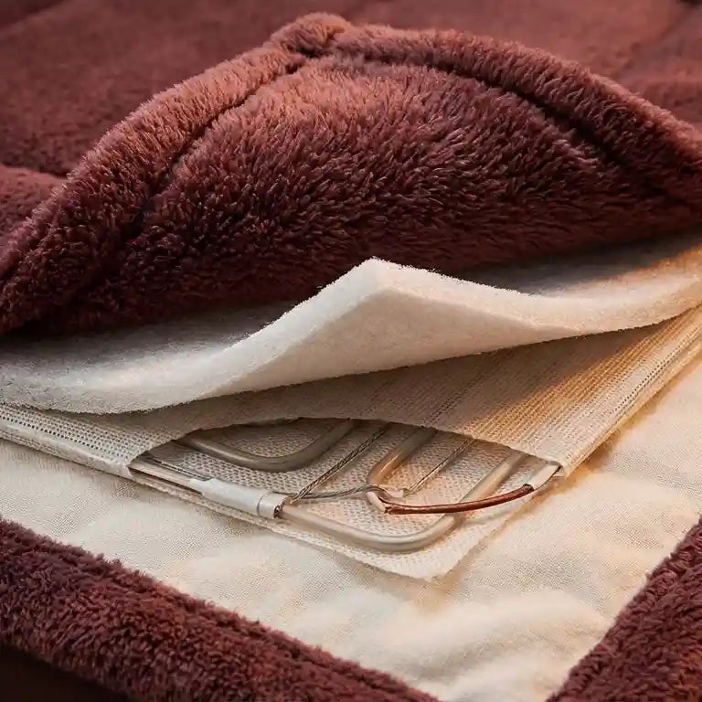 Couverture chauffante Beurer HD75 grise installée sur un lit