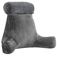 Coussin de lecture gris avec dossier haut, accoudoirs et coussin supérieur amovible