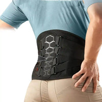 Ceinture lombaire noire portée, vue trois quarts arrière