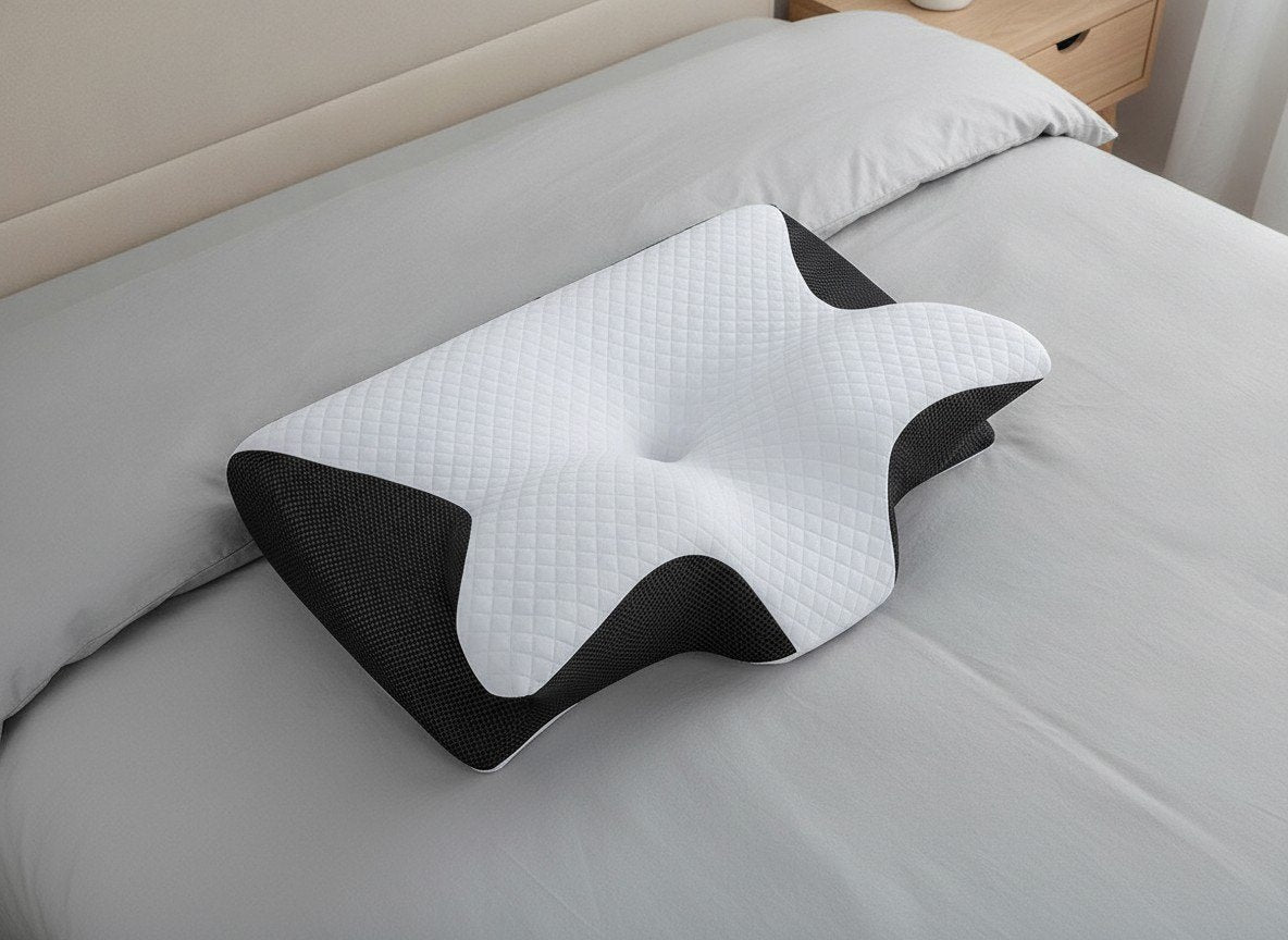 Oreiller CerviCore vu de dessus pour apprécier son format sur le lit