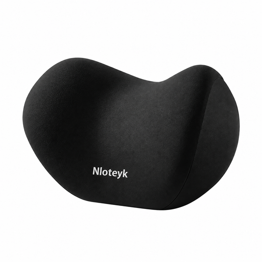 Coussin appui-tête voiture noir Nloteyk, forme évasée et bord supérieur creusé