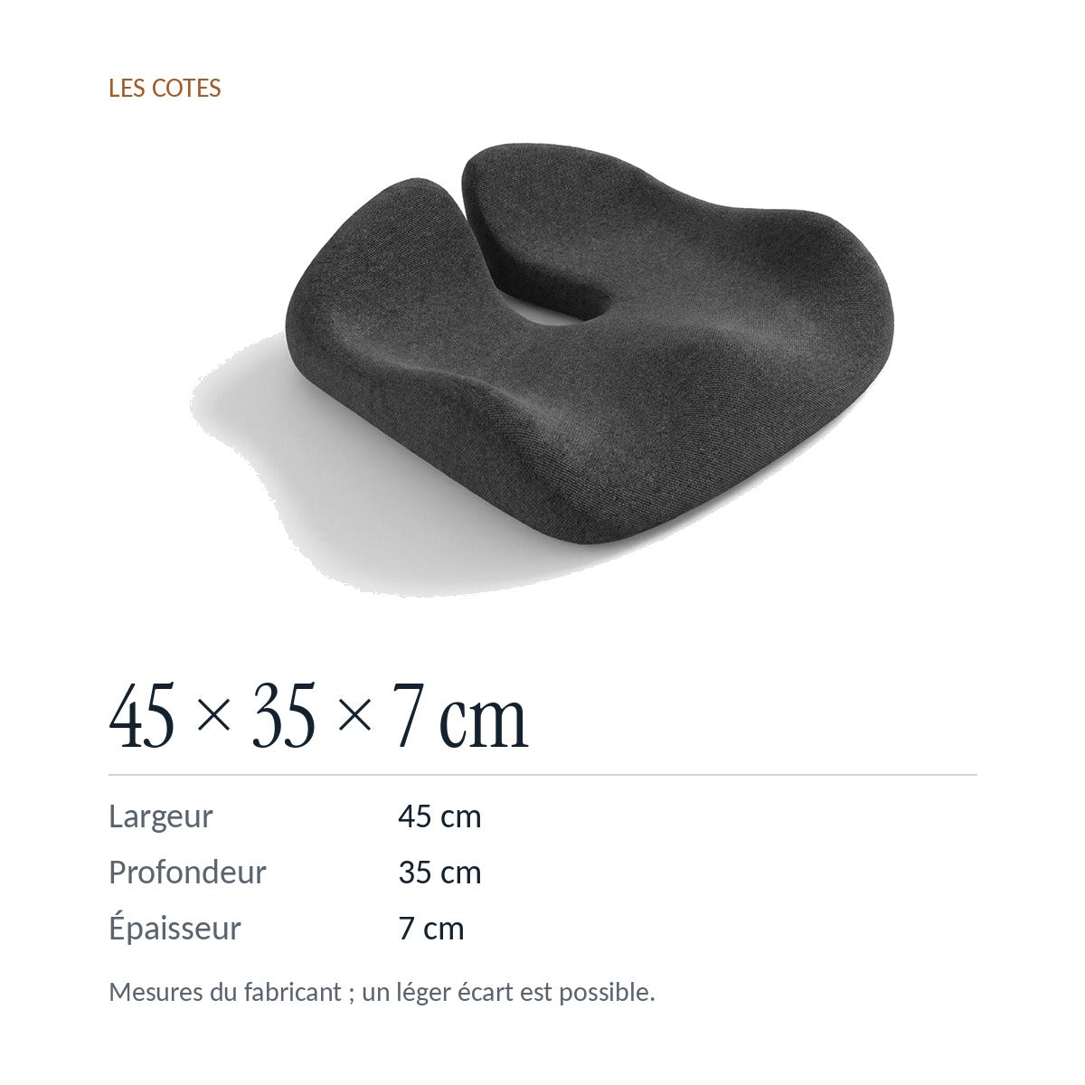 SciatiCare : 45 × 35 × 7 cm, mesures du fabricant