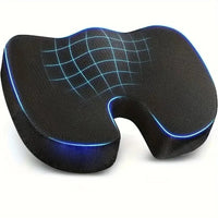 Coussin d'assise noir profilé avec découpe arrière et lignes graphiques bleues