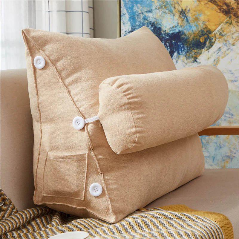 Coussin dossier de lecture triangulaire, coloris beige