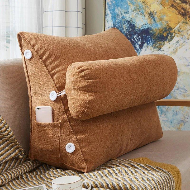 Coussin dossier de lecture triangulaire, coloris camel