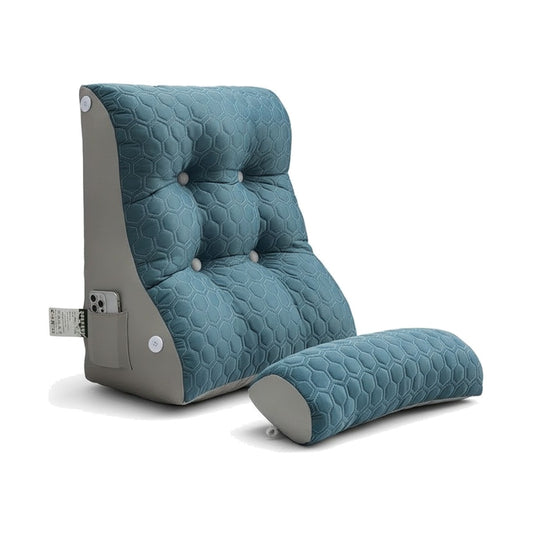 Coussin de lecture pour lit vert seul sur fond blanc