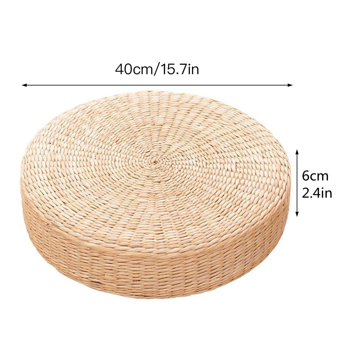 Schéma coté d'un coussin de sol rond, environ 40 × 6 cm