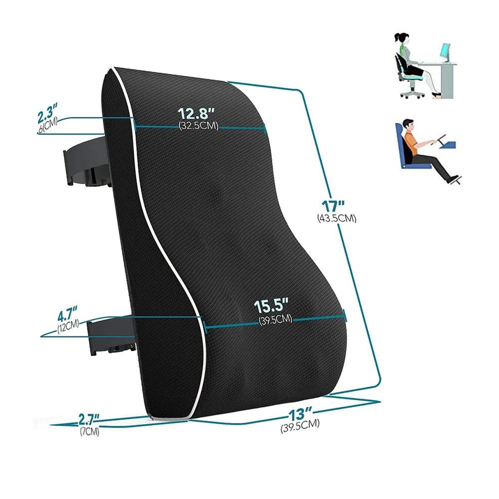 Coussin dorsal voiture mémoire forme soutien dos ergonomique noir