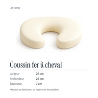 Coussin fer à cheval : 26 × 25 × 7 cm, mesures du fabricant