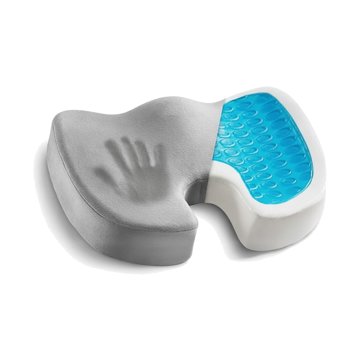 Coussin gel coccyx gris seul sur fond blanc