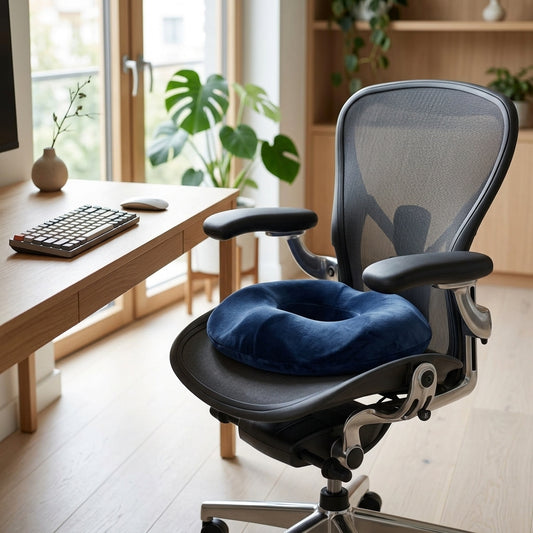 Coussin pour kyste pilonidal sur chaise de bureau
