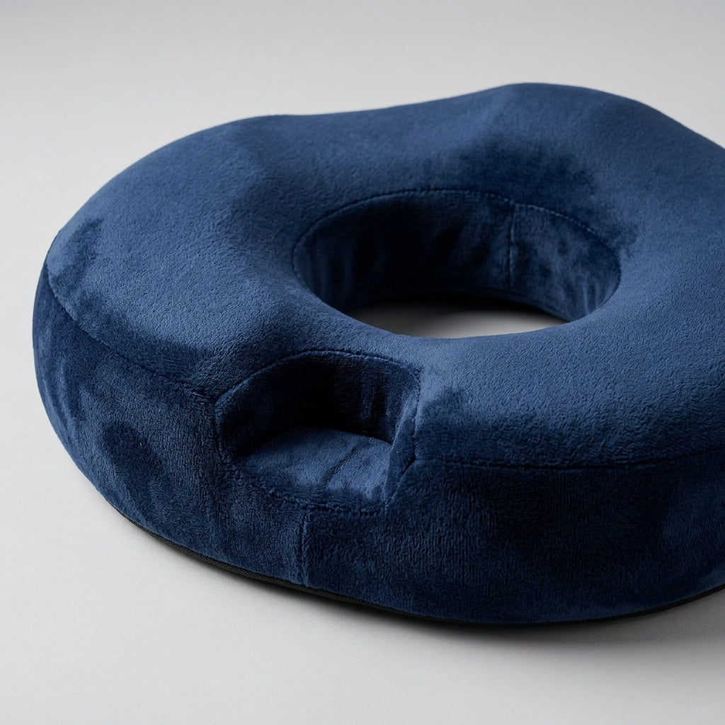 Coussin pour kyste pilonidal — détail mousse et découpe