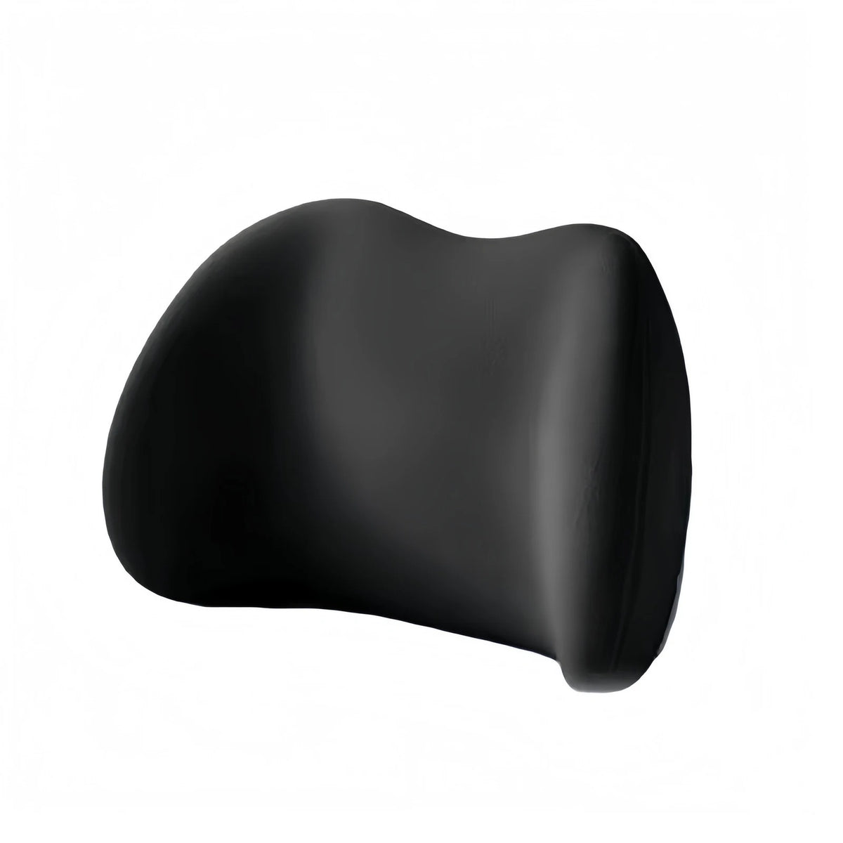 Coussin lombaire noir au profil incurvé, vue du modèle sur fond blanc