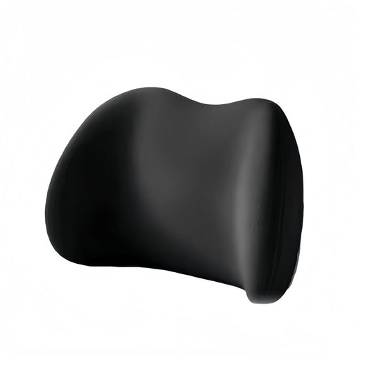 Coussin lombaire noir au profil incurvé, vue du modèle sur fond blanc