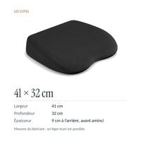 Rehausseur voiture : 41 × 32 cm, 9 cm à l’arrière, mesures du fabricant