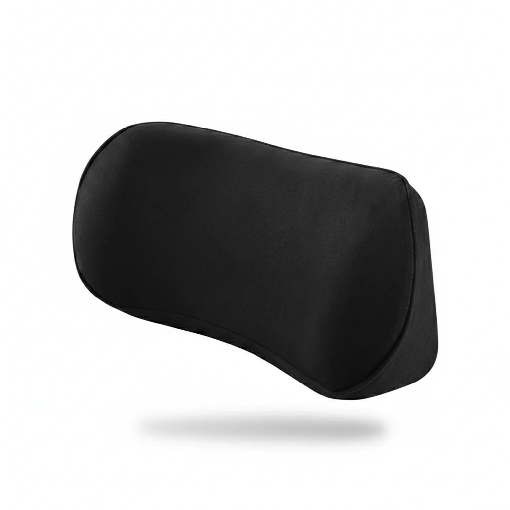 Coussin lombaire compact noir de forme profilée présenté sur fond blanc