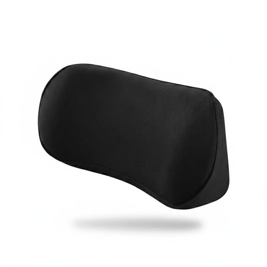 Coussin lombaire compact noir de forme profilée présenté sur fond blanc