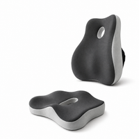 Kit gris : coussin d’assise et coussin lombaire séparés, vue de face en perspective