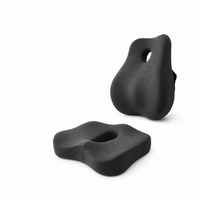 Kit noir : coussin d’assise et coussin lombaire séparés, vue de face en perspective