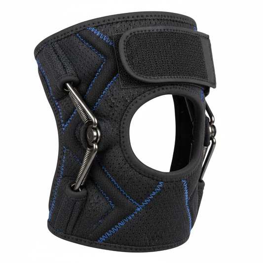 Genouillère rotulienne détail néoprène et velcro construction Ergosia