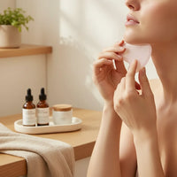 Gua sha quartz rose en utilisation massage visage | Ergosia
