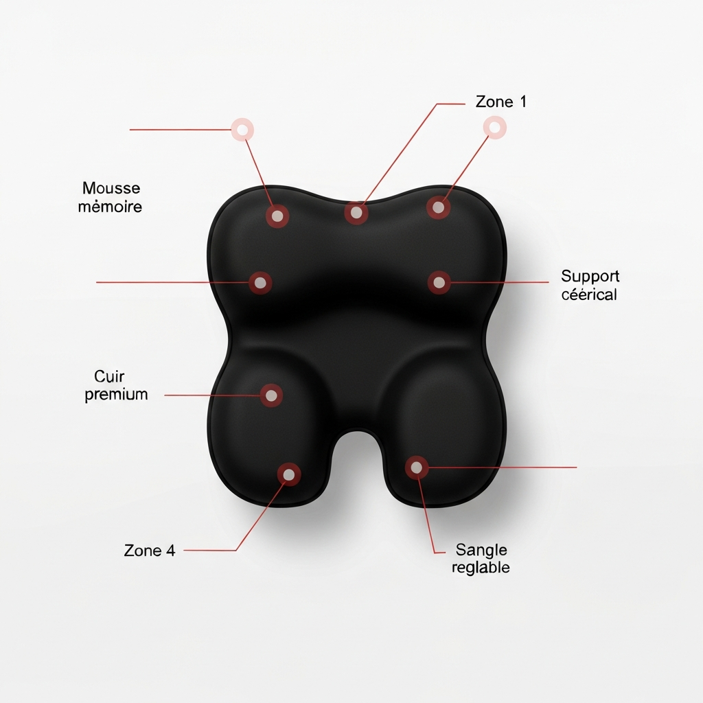 Schéma bénéfices appui-tête NeckDrive™ ergonomique