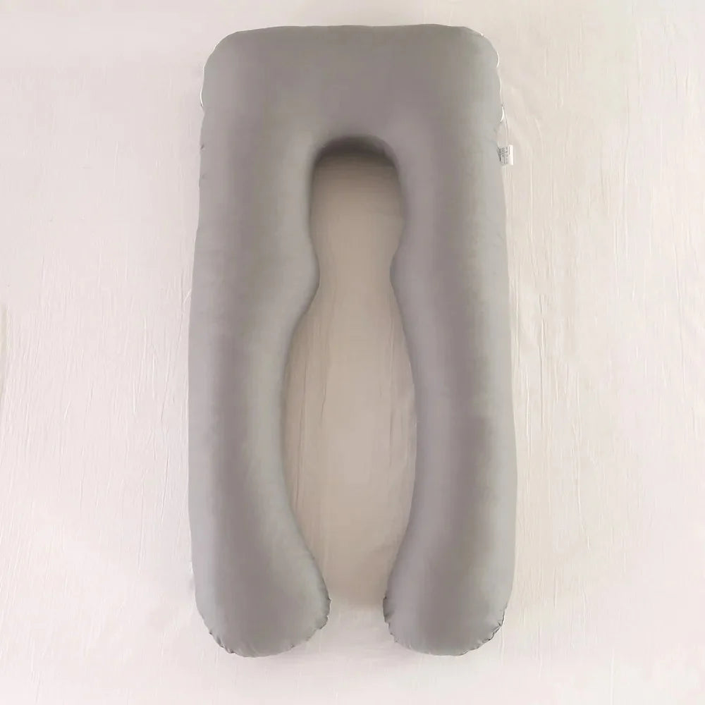 Coussin en U NidDouillet gris clair vu du dessus, forme complète