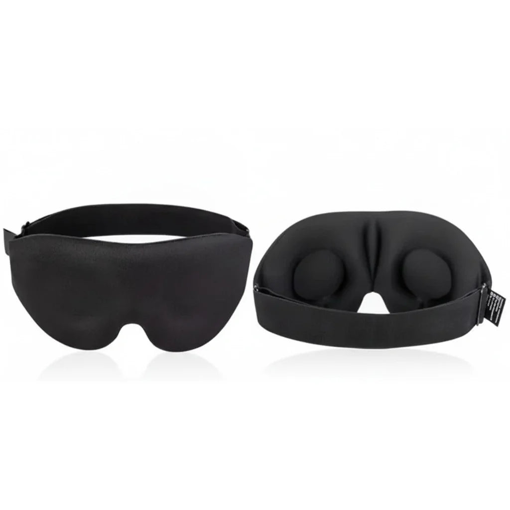 Masque NightZen noir vu de face et de l’intérieur avec ses coques creusées