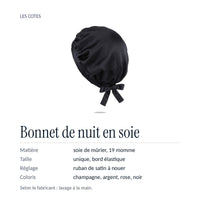 Repères : soie de mûrier 19 momme, taille unique à bord élastique, ruban de satin à nouer