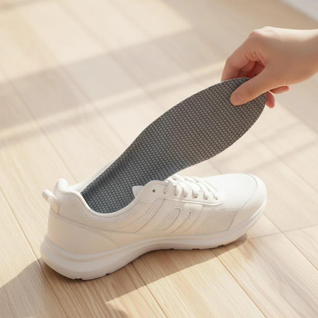 Semelle sport absorbante insertée dans une chaussure de running | Ergosia