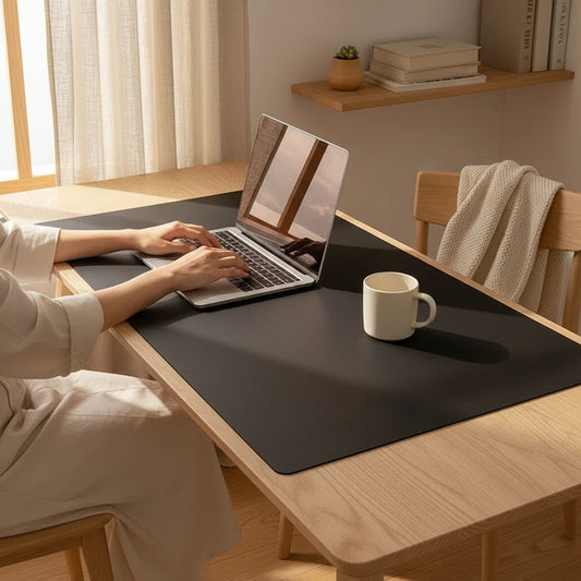 Sous-main bureau en utilisation sur bureau bois | Ergosia